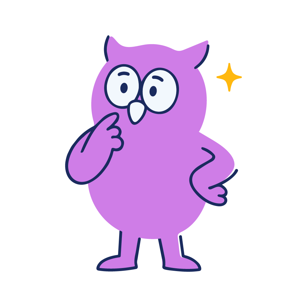 Owl, the CompliSun Crew member and face of CompliMind, thinking with a sparkle